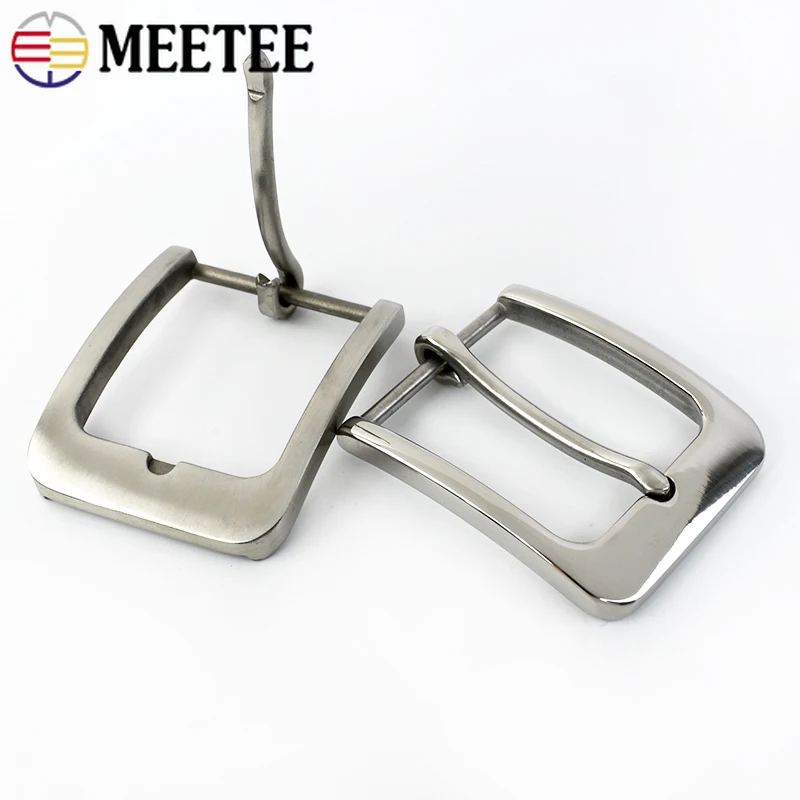 

1Pc Meetee 40mm Solid Stainless Steel Belt Buckle Brushed Metal Buckles for Man Pin Clasp Waistband Head DIY Crafts Accessories