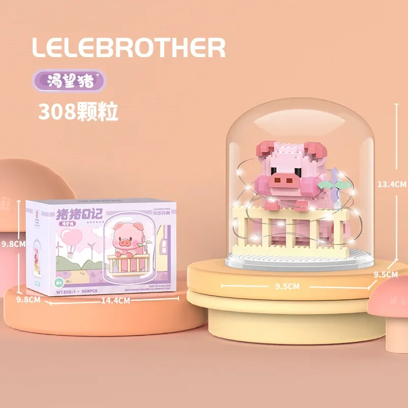 Mini Cute Pig Micro Building Blocks 3D Diamond Model Animals Bricks DIY City Construction Toys for Children Kids Gift