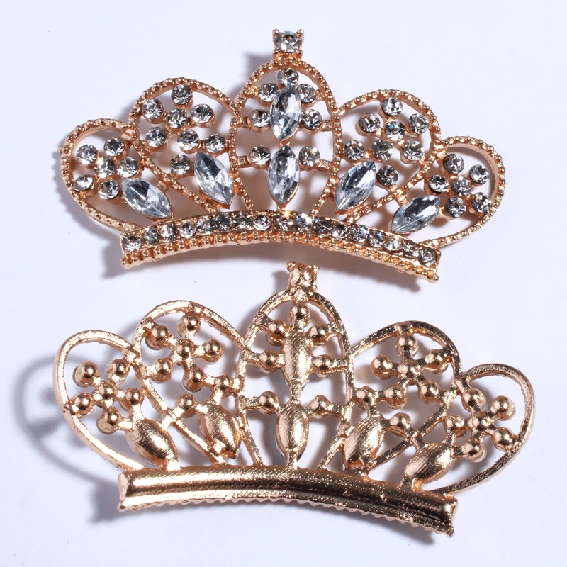 

5PCS 33*56MM Vintage High Quality Crown Shape For Shoes Crystal Rhinestone Button For Cool Clothing Decoration