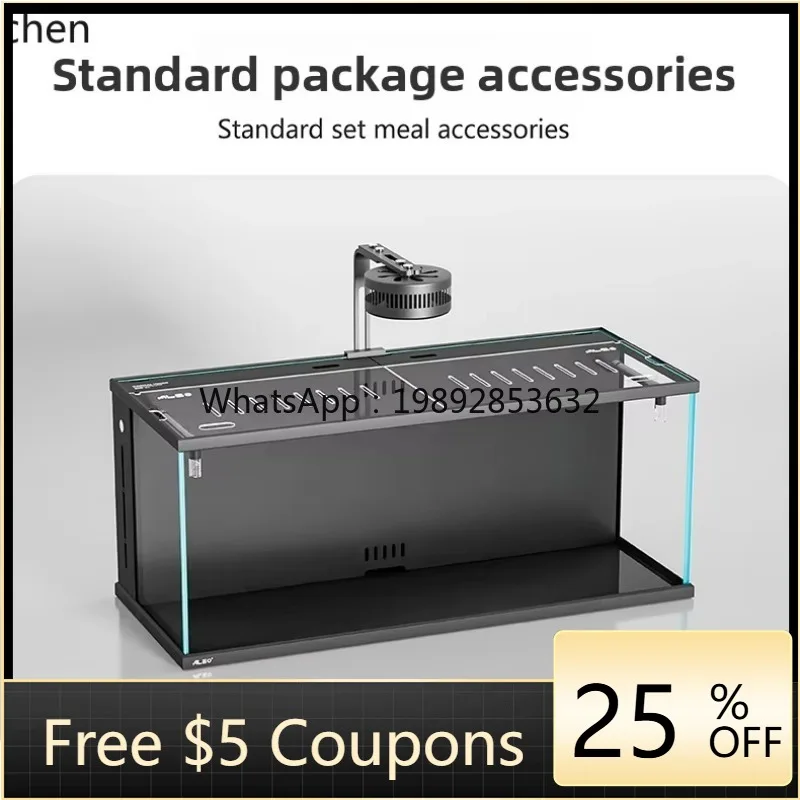 

back filter integrated oxygen fish tank double pump living room desktop stream tank ultra-white glass fish tank