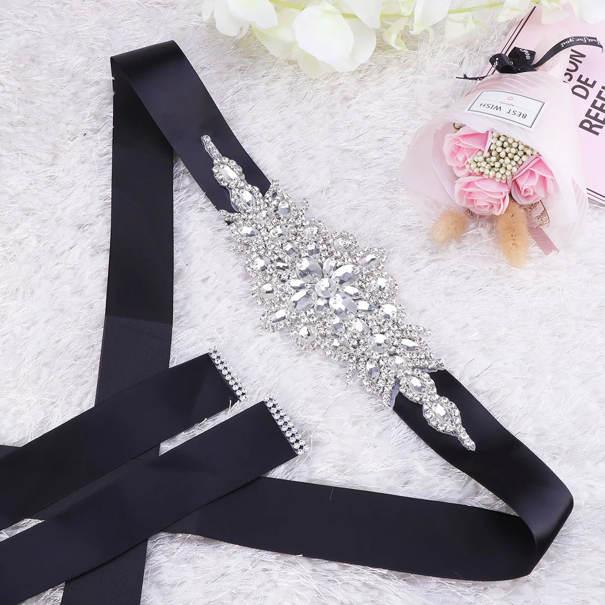 

Luxury Rhinestone Bride Wedding Dress Decor Elegant Bridesmaid Accessory Formal Party Waist Belt Gorgeous Diamond Belt For Loved