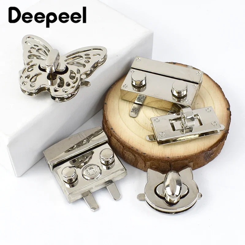 2Pcs Deepeel Metal Silver Locks Buckle Bag Twist Turn Lock Clasps Handbag Purse Closure Clasp DIY Crafts Hardware Bags Accessory