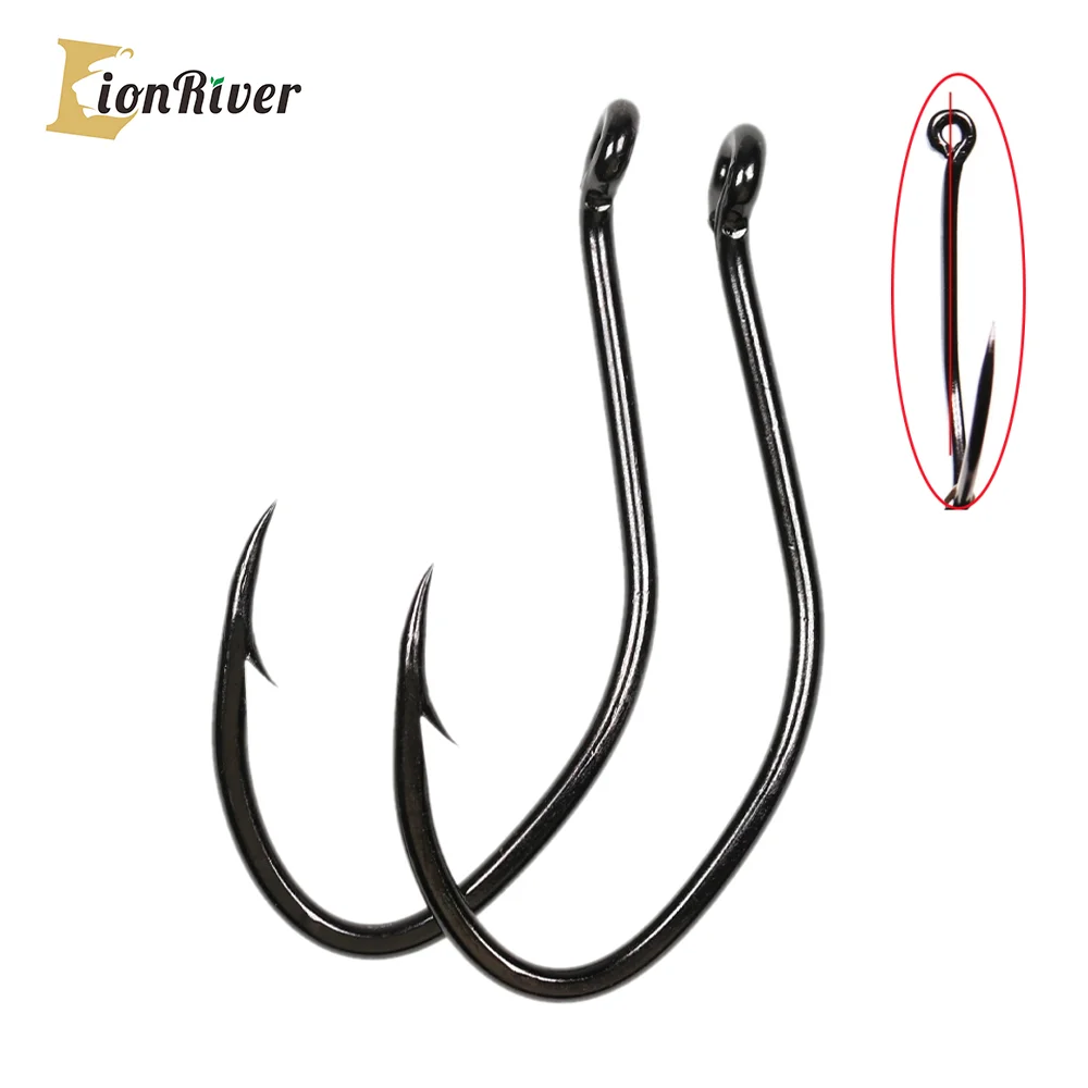 Lionriver High Carbon Steel Barbed Fish Hooks Sea Bass Snapper Tuna Catfish Offset Point Hooks Fresh/Saltwater Fishing Tackel