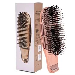 Massager Scalp Brush Hair Massager Shampoo Brush Wet Plastic Detangling Brush Hair Cleaning Comb Rose Gold