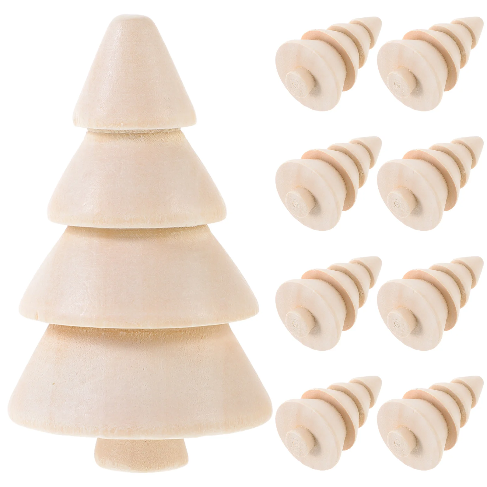 

10Pcs Blank Wooden Xmas Tree Decor DIY Unpainted Christmas Crafts Table Decorations Festival Ornaments Wooden Crafts