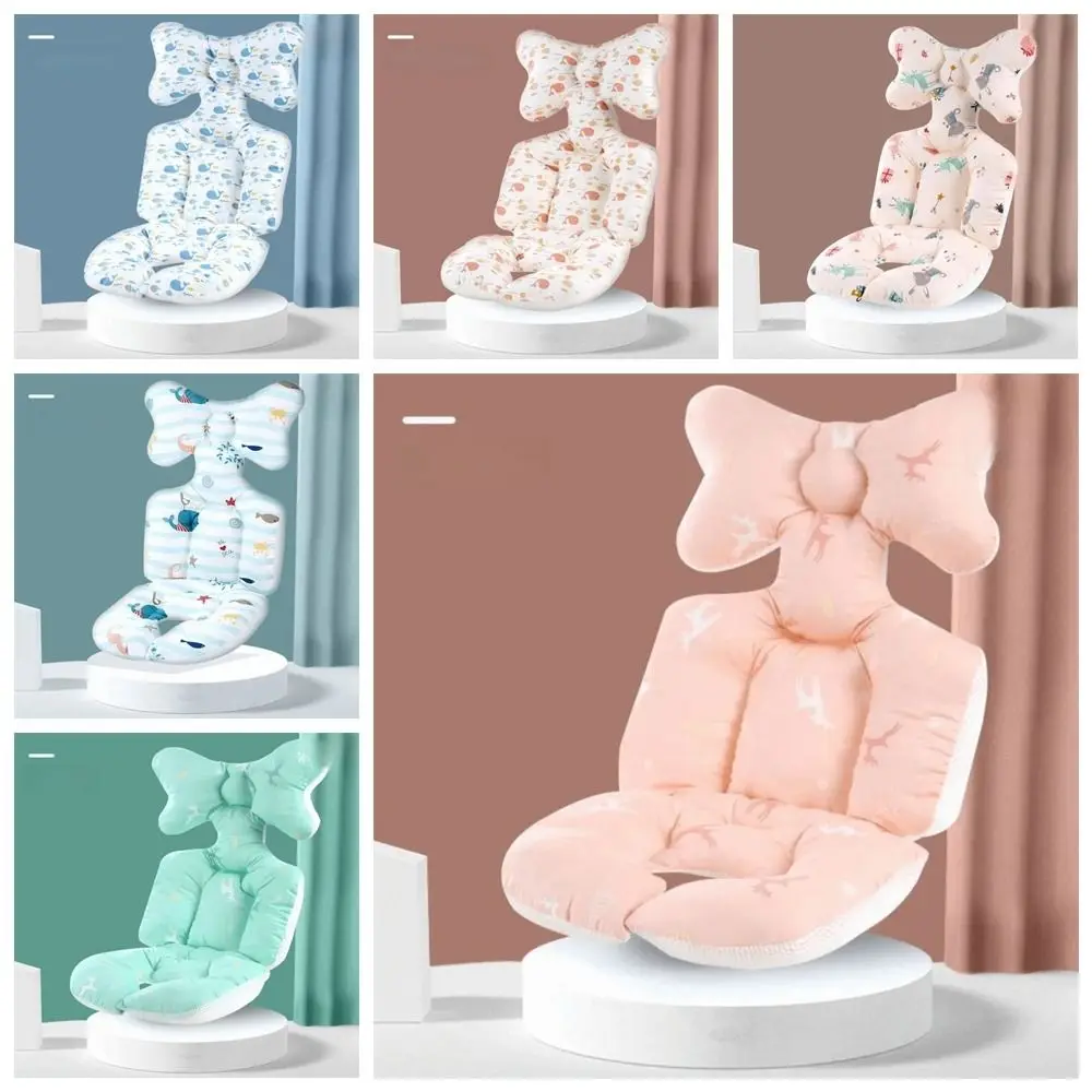 Soft Baby Stroller Cushion Comfortable Cartoon Printed Baby Pram Seat Mat Car Seat Breathable Dining Chair Cotton Pad