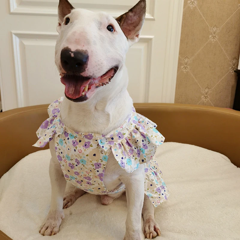 Dog Dress Summer Breathable Shattered Flower Print Dress for Large Dogs Pet Skirt Cute Dress Large Dog Clothing Pet Costumes