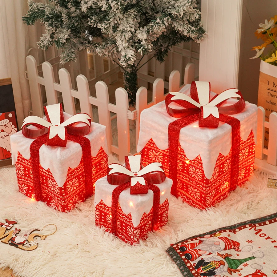 クリスマス発光ギフトボックス3点セット-ledクリスマスギフトボックスセット-クリスマス雰囲気ライト-室内装飾ライト