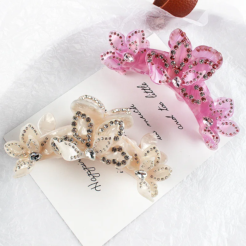 Luxury Flowers Hair Jewelry Ornament Accessory for Women Girls Charming French Design Handmade Hair Claw Clip - Office Career