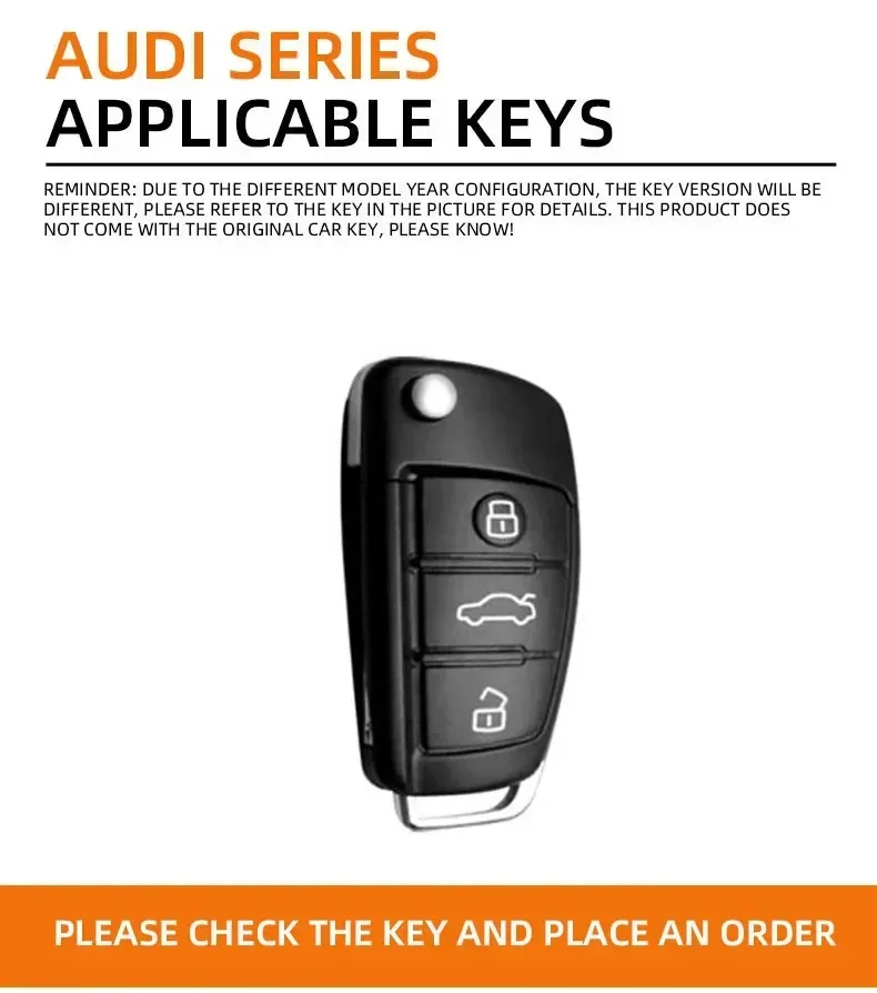 Zinc alloy car key handle protective cover remote control device protective cover for Audi Q7 A3 Q3 logo car key cover