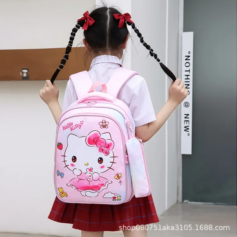 Sanrio Cartoon Mochila para Meninas, Mochila Infantil Impermeável, Leve, Proteção da Coluna, Estudantes do Ensino Primário