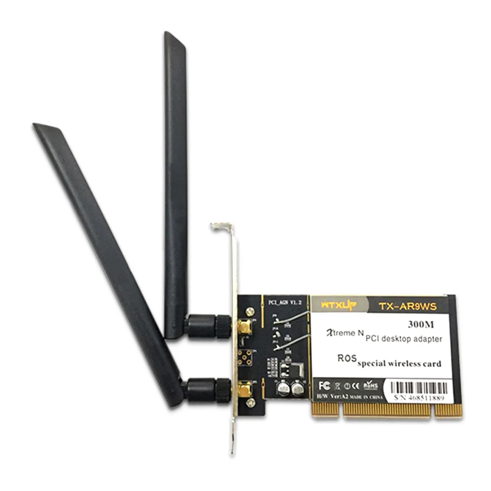 

WTXUP Atheros AR9223 PCI 300M 802.11B/G/N Wireless WiFi Network Adapter for Desktop PC,PCI Wireless Card with 2