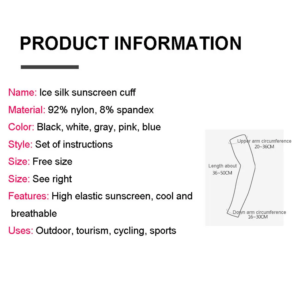 GTUBIKE Велоспорт Защита рук Летняя защита от солнца Спорт на открытом воздухе Зонт от солнца Ледяные шелковые рукава Дышащие красочные для женщин и мужчин