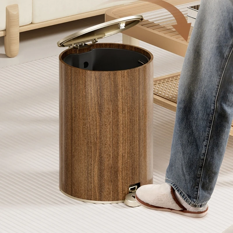 Trash Can Sophisticated Grained Garbage Bin Double Open Antislip Base