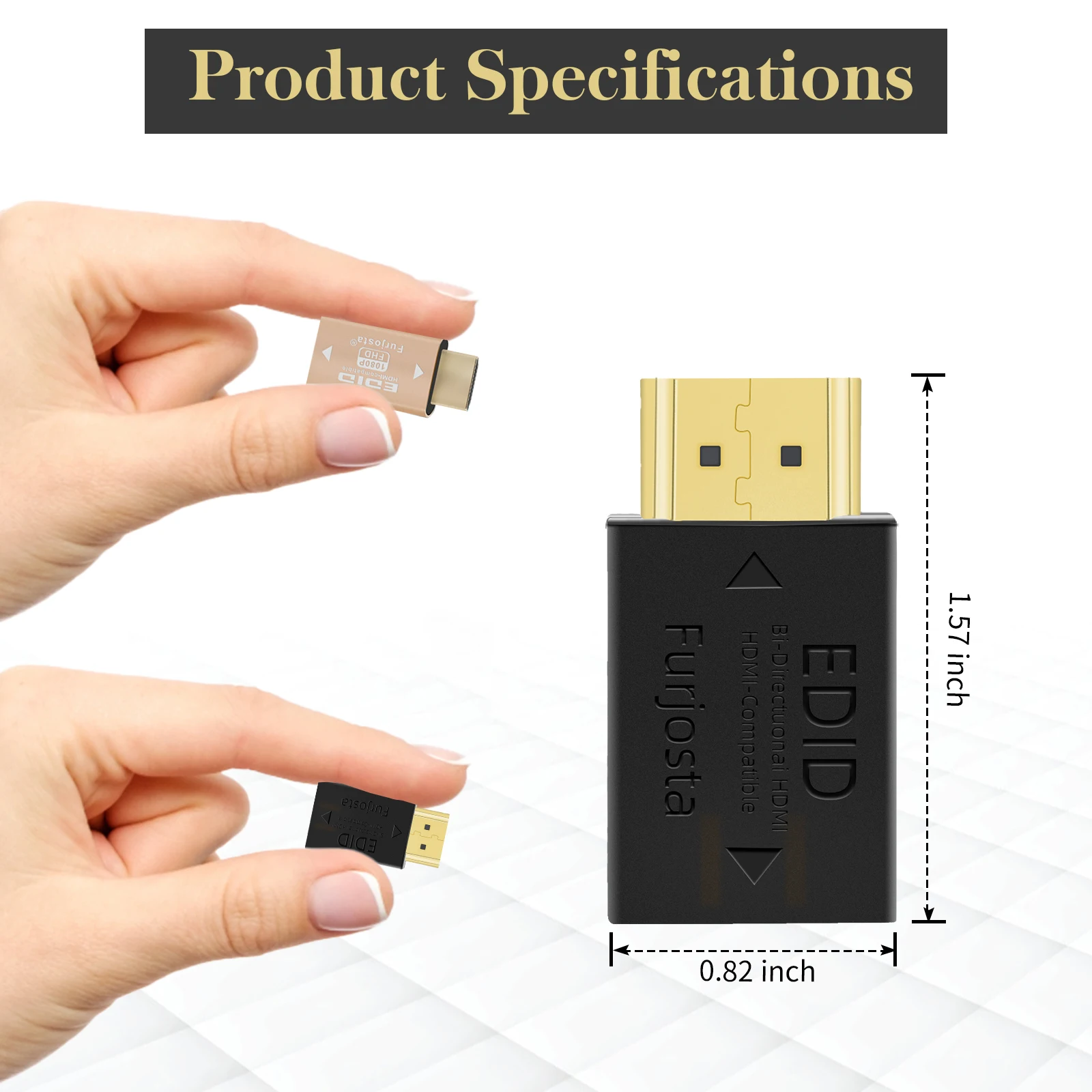 Furjosta hdmi emulador passar através de 4k adaptador ultra fino ajuste headlesskeep o edid do monitor interruptores ativos e extensores