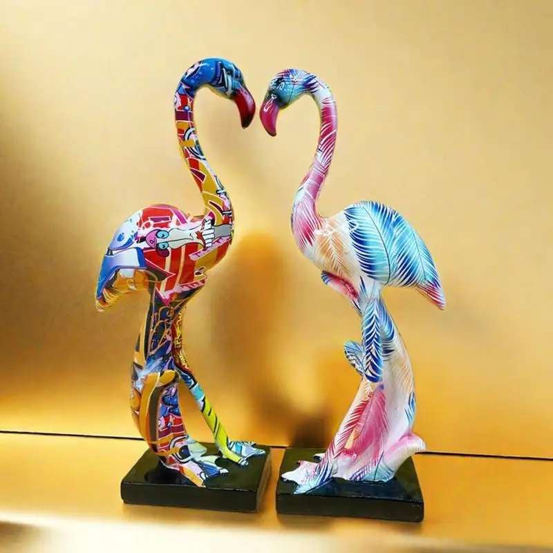 Art Graffiti Creativity Modern Colorful French Flamingo Statue Wholesale Office Ornaments Printing Resin Dog Home Decor Crafts