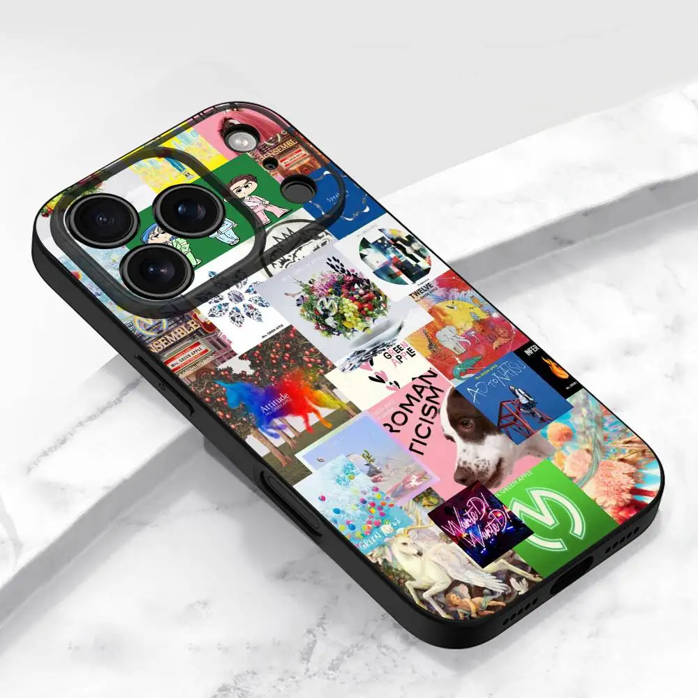 حافظة هاتف MGA M-Mrs GREEN APPLE Lilac لهاتف iPhone 17,16,15,14,13,12,11,Pro,Max,Plus,E,Air,غطاء أسود واقٍ صغير