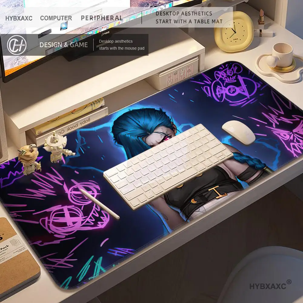 

HYBXAXC HD Mouse Pad Gamer Arcane Large Mousepad Gamer Accessories PC Computer Keyboard Desk Pad ALeague of Legends Jinx Rubber