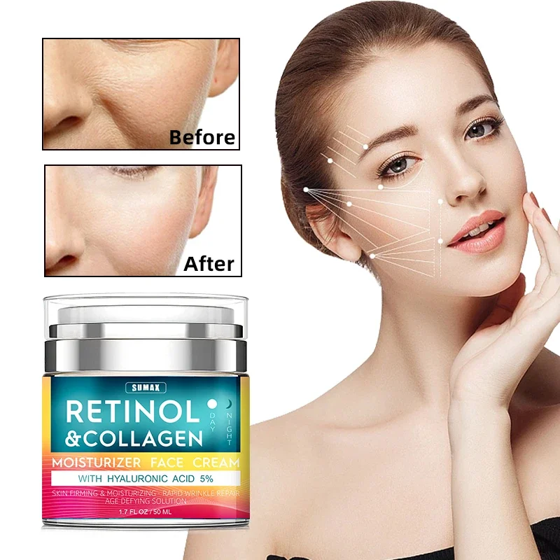 Sumax Retinol Collagen Face Cream 50ml Moisturizer with Hyaluronic Acid 5% Moisturizing Firming Brightening skincare