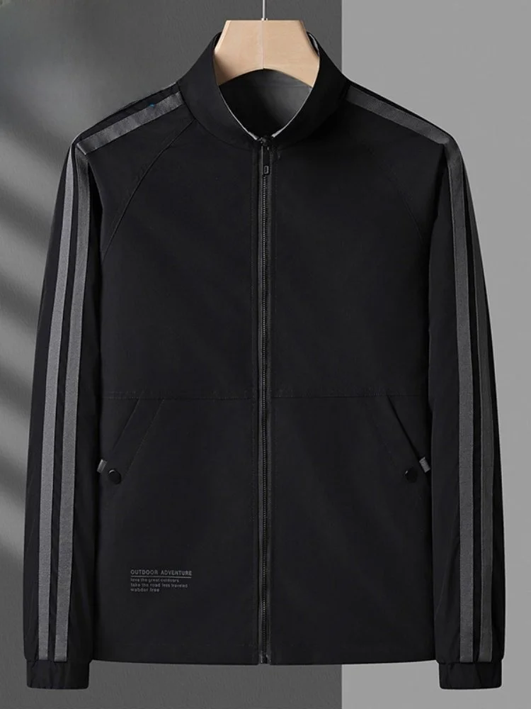 

Paul Double-Sided Wear Striped Sports Jaet Men's Stand Collar Breathable Windproof Outerwear Faionable Urban Sle