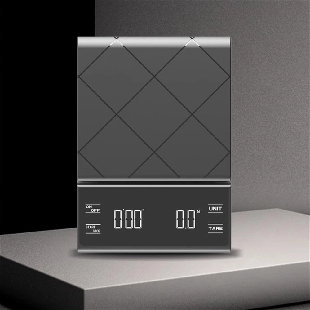 Electonic Kitchen Scale with Timer Smart Digital Coffee Scale Household Food Scale Precision Scale Weight Scale 3KG/0.1g Black