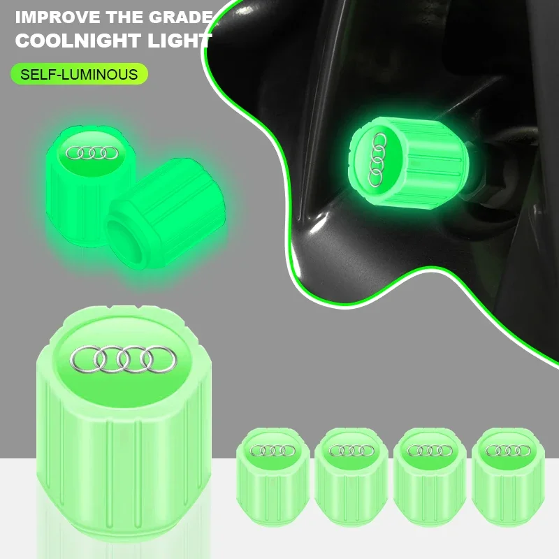مضيئة سيارة الإطارات صمام قبعات الفلورسنت عجلة دراجة نارية الإطارات لأودي S3 S5 S1 S4 S2 S6 RS3 RS4 RS5 RS6 RS8 B8 B6 TT A2 A3 A4 #1