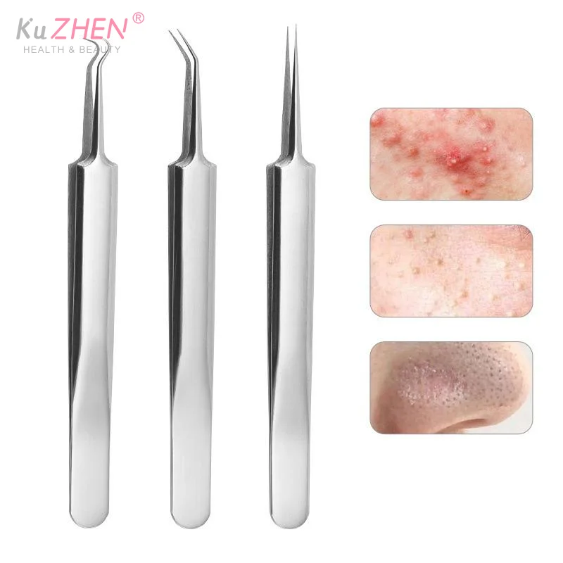 5/7/8Pc Steel Ultra-fine Cell Pimples Blackhead Clip Tweezers Beauty Face Health Salon Special Blackhead Remover Acne NeedleTool
