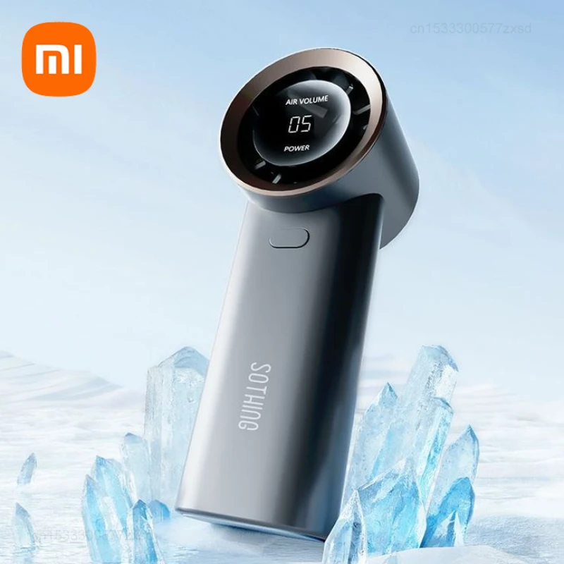 New Xiaomi SOTHING High Speed Handheld Small Fan Outdoor Silent Long Endurance LED Digital Display Portable Cooling Electric Fan