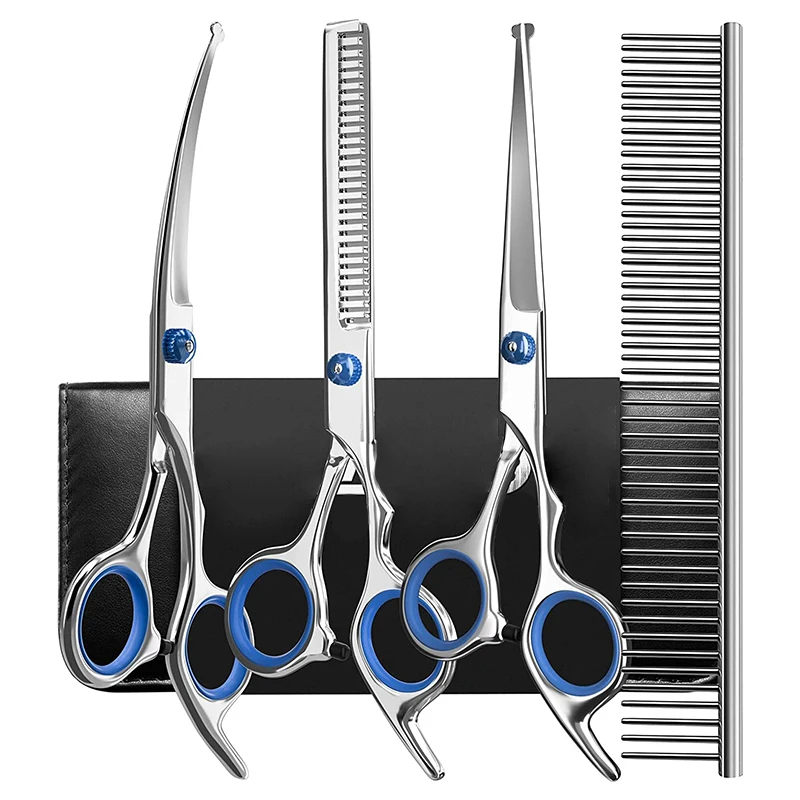 

Safty Pet Grooming Scissors Round Head Professional Stainless Steel Dog Hair Scissors Pets Shears Animal Cutting Portable Set