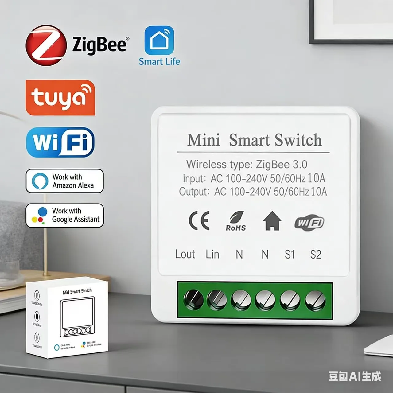 

Миниатюрный умный выключатель Tuya WiFi Zigbee 3.0, беспроводной модуль управления освещением DIY с таймером и дистанционным управлением (совместимость с Alexa/Google)