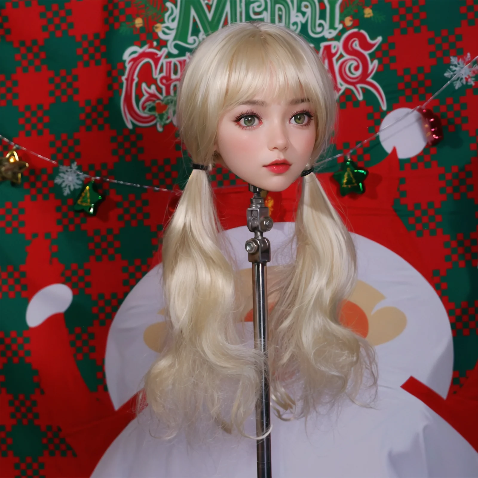 Modèle de touffet de cheveux stylisé de cheveux de dessin animé d'animal de personnage animé de style de noël, couleur de cheveux aléatoire