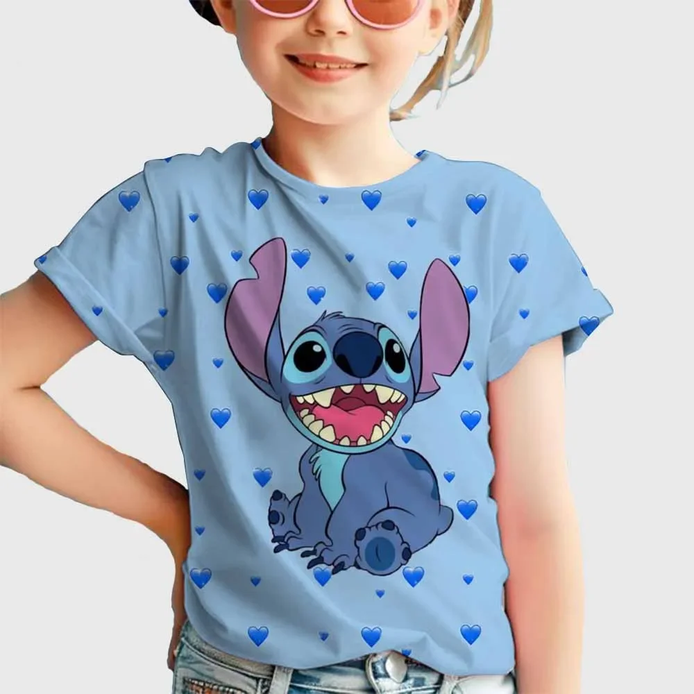 

2025 Disney Anime Lilo Stitch 3d Print T Shirt Kid Tops Tee T-shirt Women Man Unisex Summer Short Sleeve Tshirts