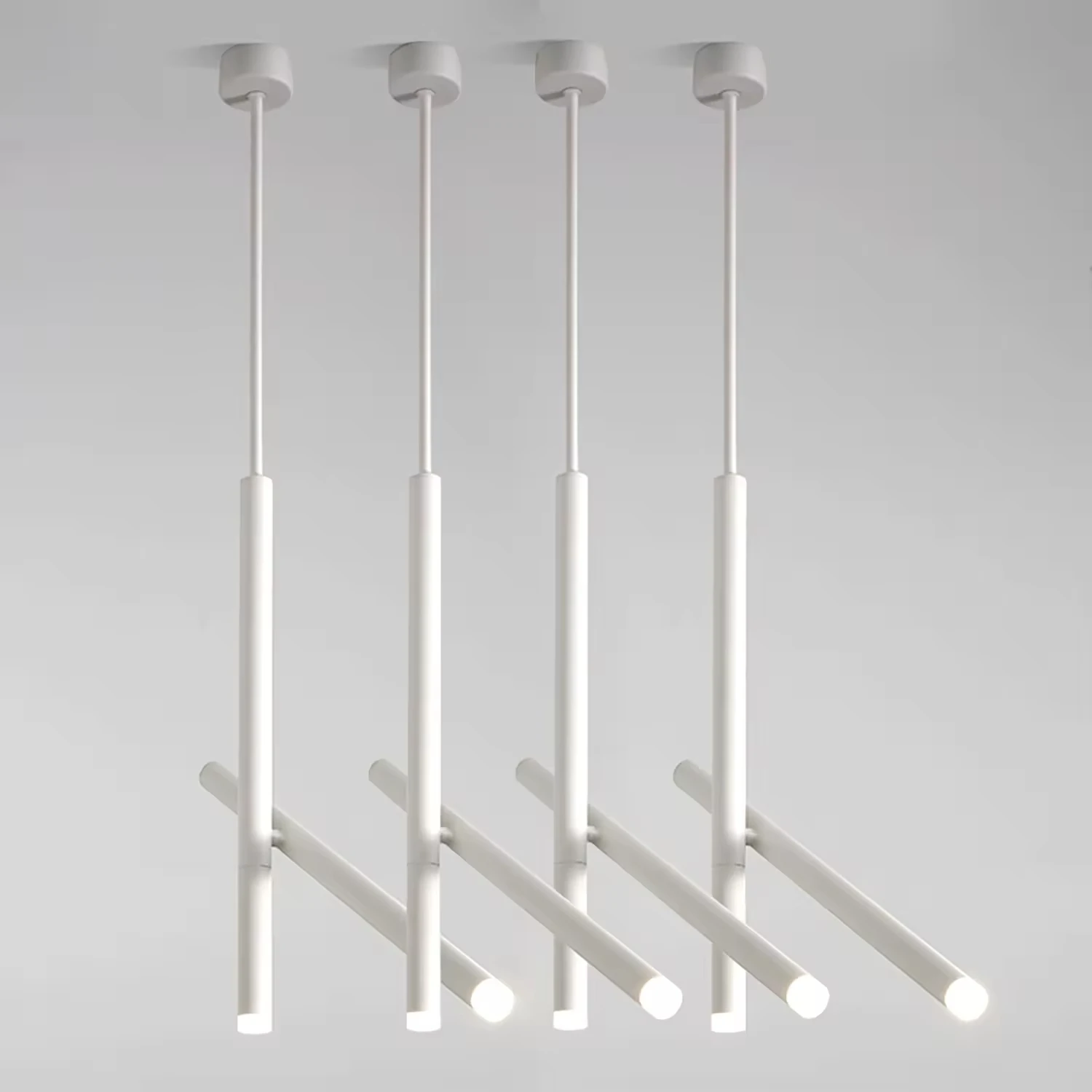 Modern Normcore LED Chandelier Designer Small Cylindrical Restaurants AC Cross-Border Black Aluminum Long Pendant Lights