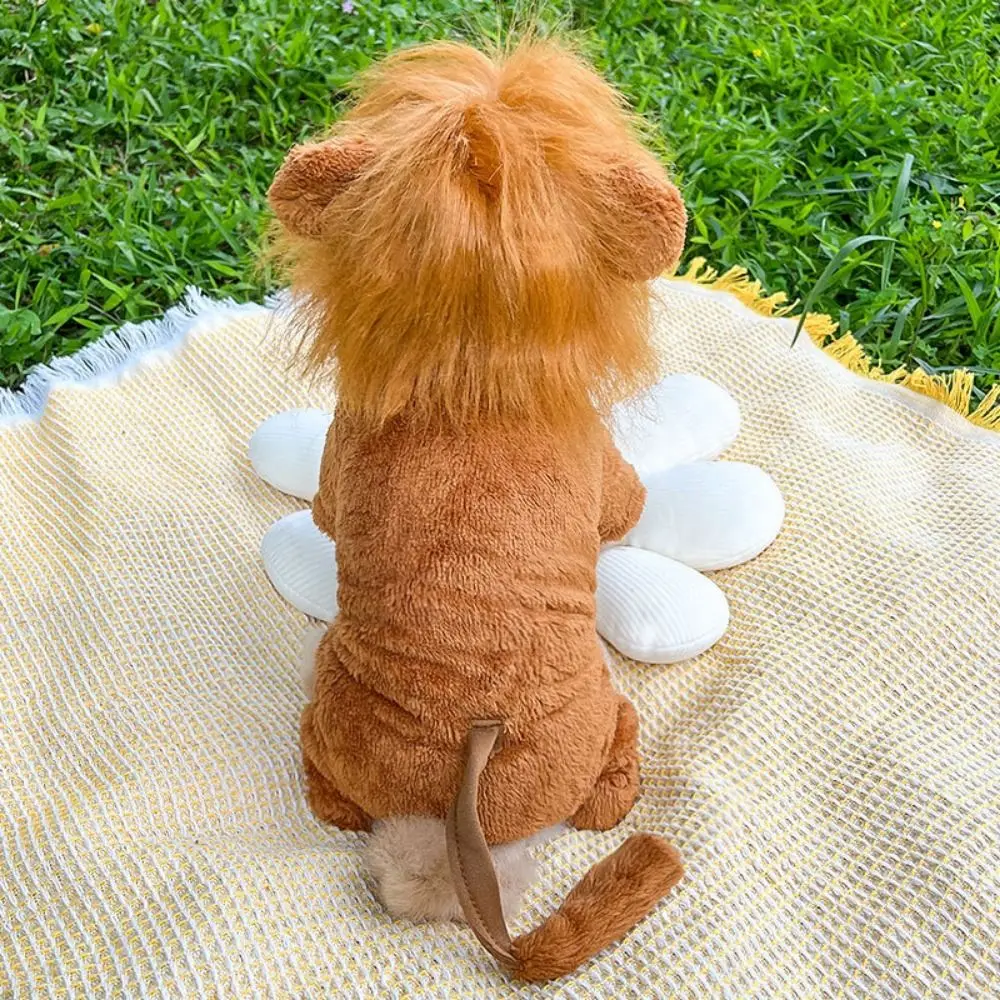 Cute Golden Lion Dog Clothes Lion Shaped Coral Velvet Dog Cosplay Clothes Soft Warm Dog Winter Warm Clothes Cosplay Party