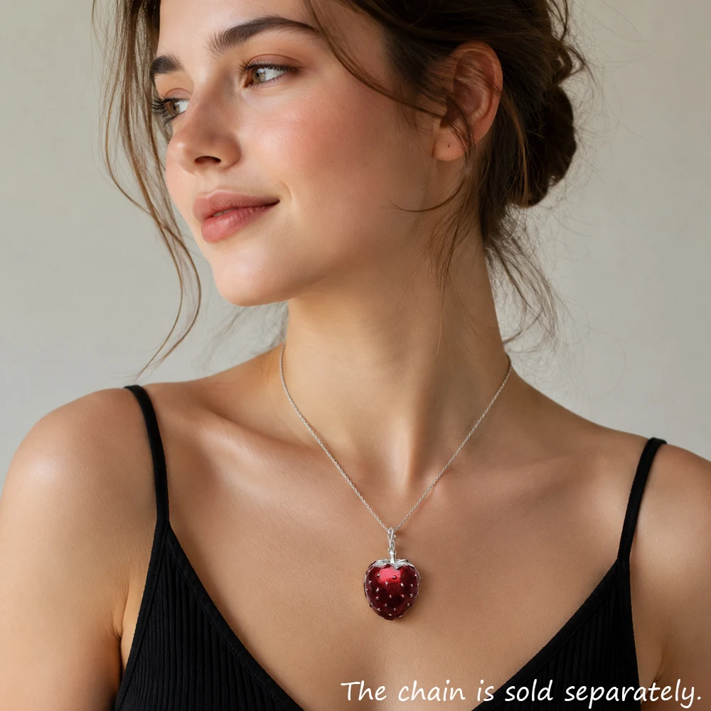 Pendant Red Strawberry Locket,2019 New Fashion Love Jewelry Europe Bijoux 925 Sterling Silver Accessories Gift For  Soul Woman