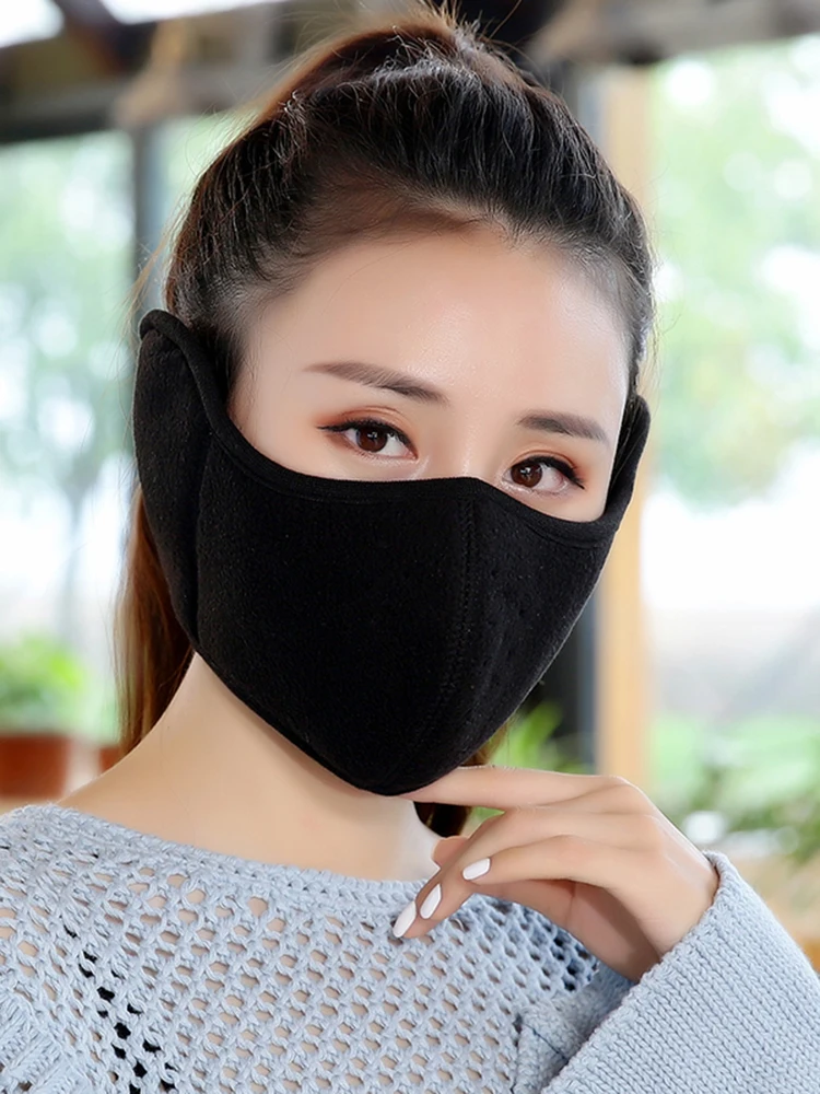 厚みのある冬用顔と耳の保護マスク女性用スタイル防風防塵電気自動車乗車用ハーフマスク耳カバー