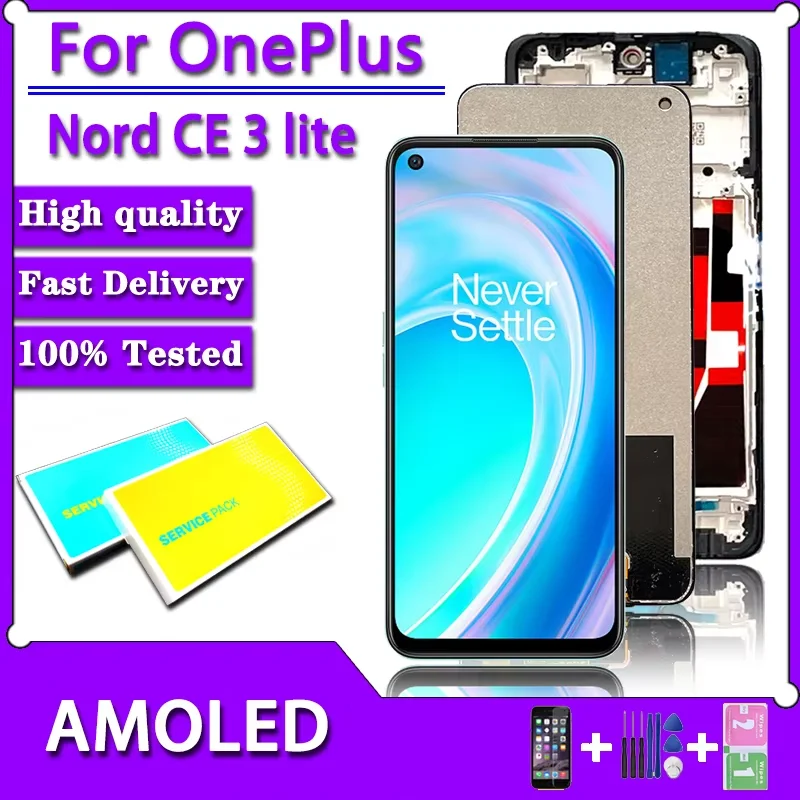 6.72\'\' For OnePlus Nord CE 3 Lite 5G CPH2467 CPH246 LCD Display Touch Screen Digitizer For OnePlus Nord CE3 Lite LCD With Frame