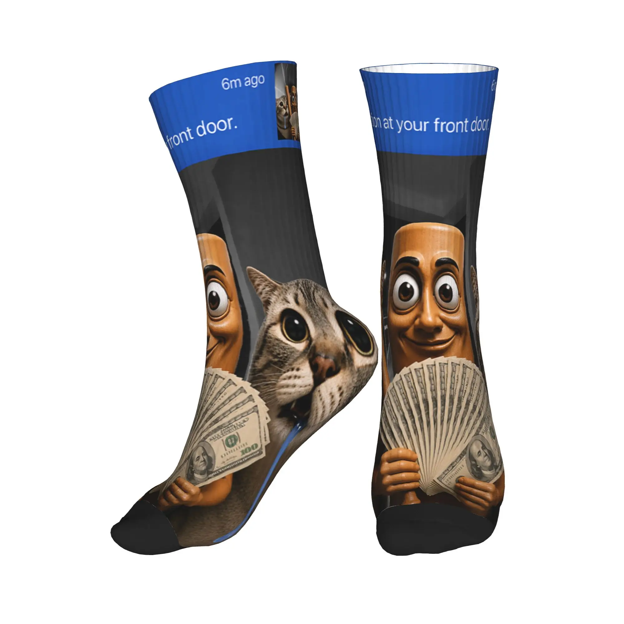 Men Socks There is Motion at Your Front Door Tung Tung Tung Sahur Cat  Stockings Soft Socks Autumn Funny Graphic Outdoor Socks
