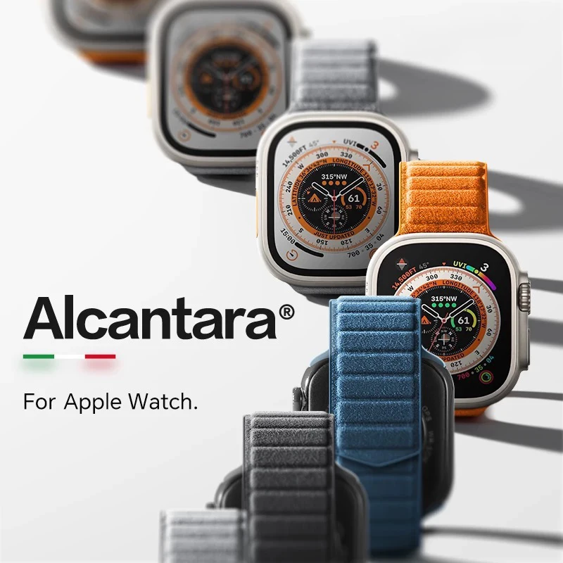 

Магнитный ремешок из 100% алькантары для Apple Watch Ultra 3 2, спортивный кожаный ремешок, браслет для IWatch Series 11 10 9 8 49 мм 46 мм 45 мм