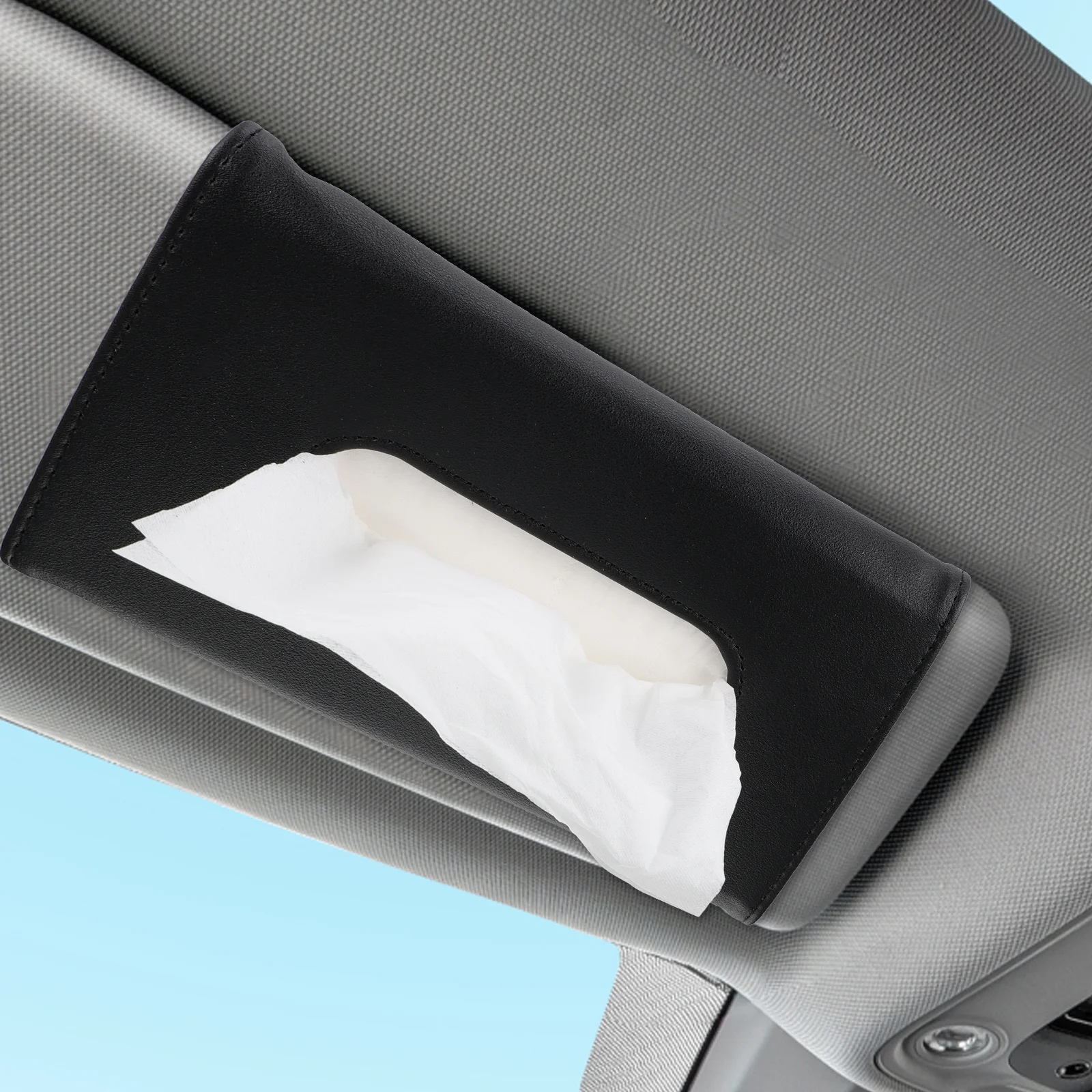 

1pc Car Tissue Box Pu Hanging Holder For Sun Visor Napkin Storage Compact Durable Car Interior Organizer Accessory