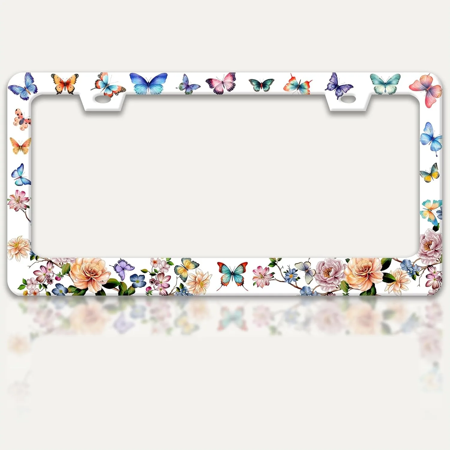 

Butterfly License Plate Frame Stainless Steel Auto Accessory with Screws for US Cars 6x12 In