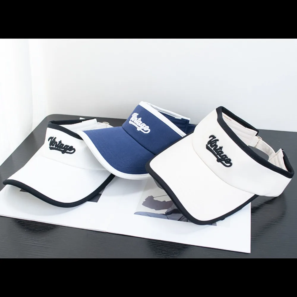 قبعة شمس كاجوال كلاسيكية من الأعلى ، مقاومة للشمس ، لا تبلغ ذروتها ، ومطرزة ، وجيدة التهوية