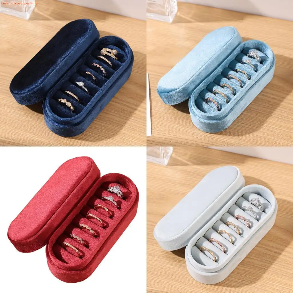 

F92D Velvety Covered Rings Jewelry Case With Structured Protections For Delicate Accessories And International Shipping