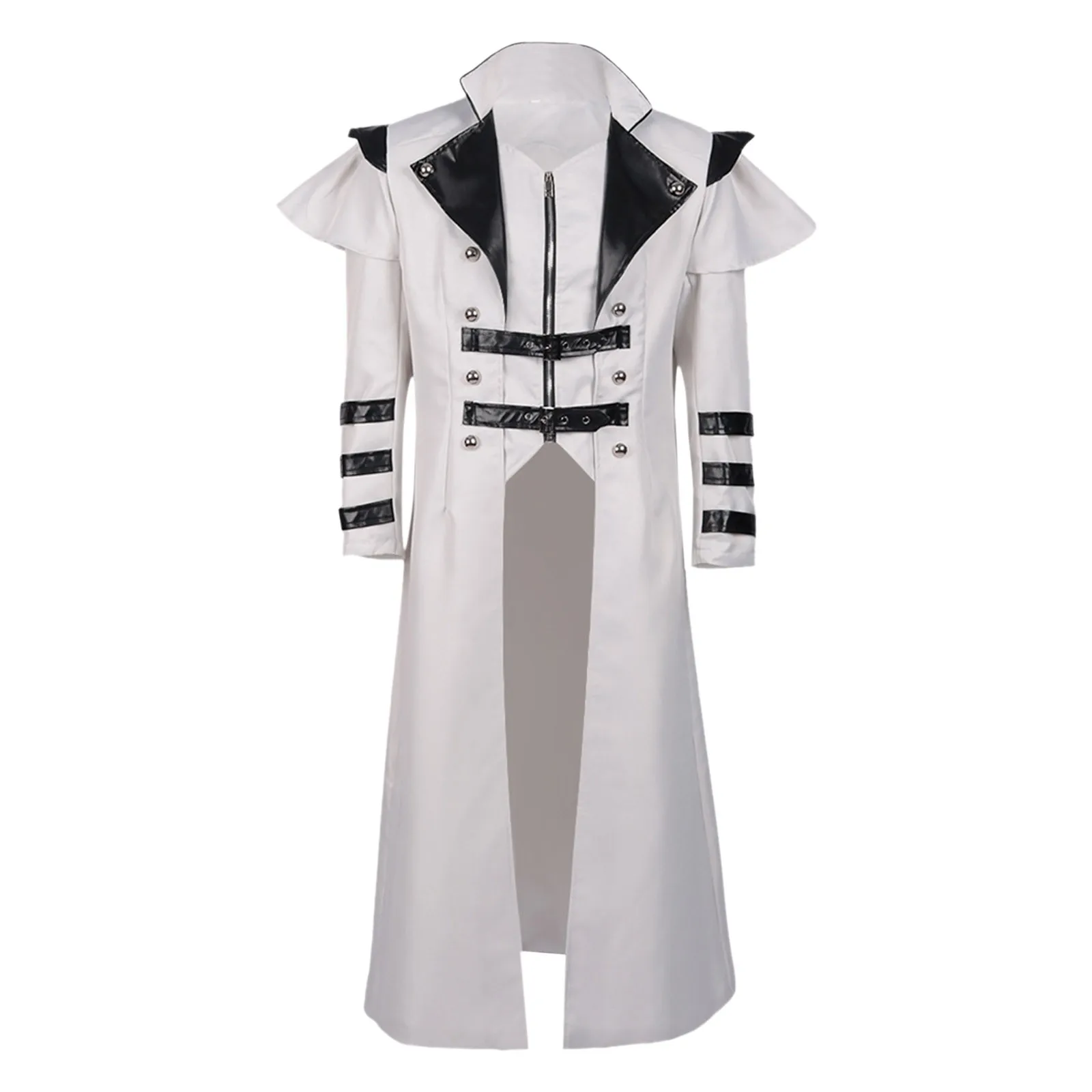 

Men Steampunk Elves Long Jacket Vintage Medieval Gothic Cosplay Costume Adult Victoria Plus Size Coat Leather Armor Halloween
