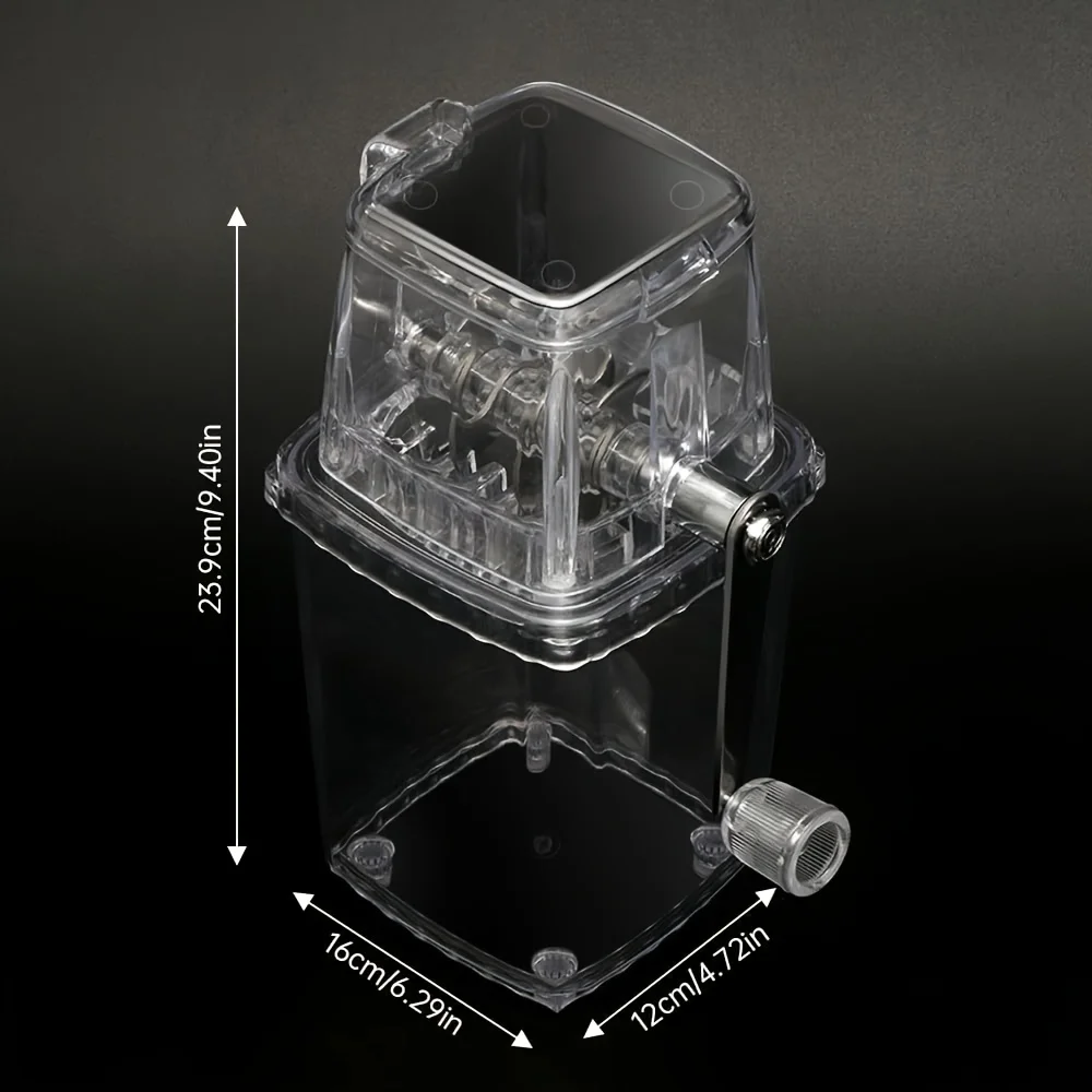 كسارة ثلج محمولة يدوية، صانع ثلج مطحون، ماكينة حلاقة ثلج بلاستيكية سوداء شفافة للاستخدام المنزلي، دليل متعدد الوظائف