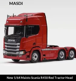 1/64 MASDI スカニア 770S トラクターヘッド オレンジ 新しいマスディ 1:64 スカニア 770s R650 民間トレーラー輸送車両合金