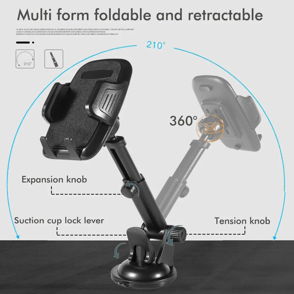 حامل هاتف السيارة العالمي جبل تنفيس الهواء لوحة القيادة الزجاج الأمامي 360 ° حامل دوار لهاتف iPhone Android Travel Essential #4