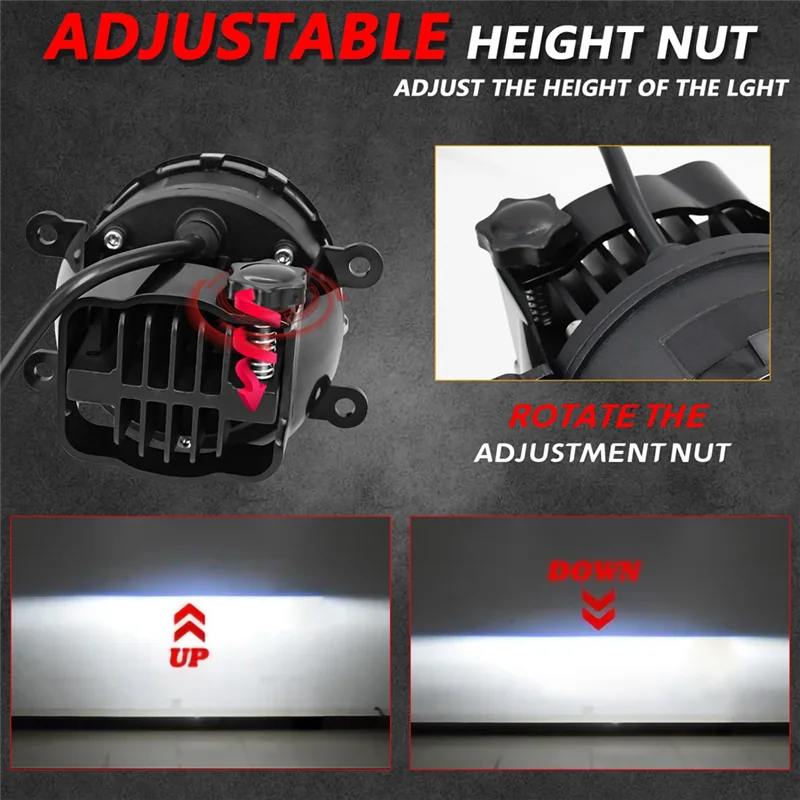 

A03Q-Universal 3 Inch Hyperboloid LED Fog Lights HID LED Projector Lens High+Low Fog Lamp 60W 6000LM IP68 9-16V