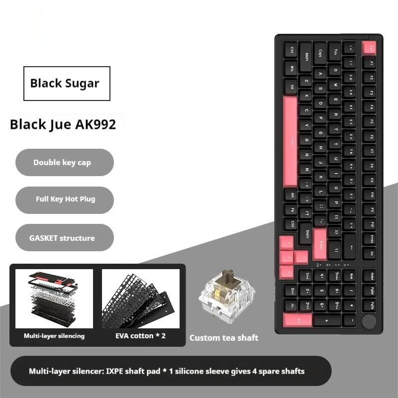 Imagem -05 - Ajazz Ak992 Teclado Mecânico 99 Teclas Teclado com Fio Hot-swap Rgb Gakconjunto Teclado para Jogos Ligação Completa sem Soco 98 Teclado Personalizado