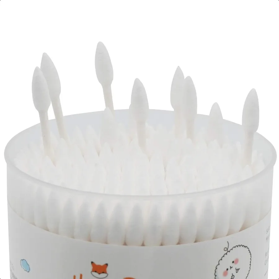 مسحات قطنية دقيقة مدببة 400 عدد أعواد قطنية عضوية مدببة مزدوجة الجانب ملفوفة بإحكام أطراف قطنية عصا ورقية ناعمة Ge